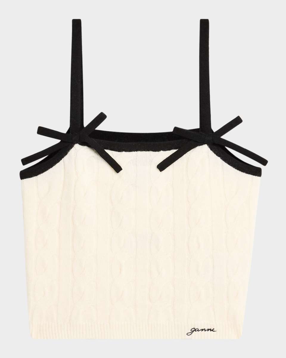 Cashmere Mix Bow Strap Top